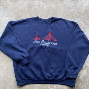 San Francisco California Embroidered Sweatshirt Golden Gate Bridge Blue L/XL